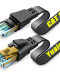 Cat 8 Ethernet Cable Flat 3 To 100 Feet Ultra Fast 40Gbps 2000MHz High Speed Gaming LAN Cable Shielded STP Gold Plated RJ45