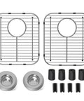 Stainless Steel Kitchen Sink Grid 2 Pack Size 13.2 x 11.6 x 1.2 Inches With Rear Drain Hole Anti Rust Bottom Rack