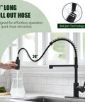 Oil Rubbed Bronze Heavy Duty Commercial Pull Down Kitchen Faucet With Soap Dispenser High Arc Tall Modern design with 20" hose