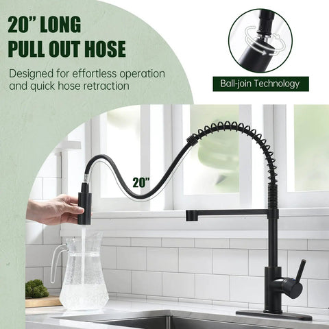 Oil Rubbed Bronze Heavy Duty Commercial Pull Down Kitchen Faucet With Soap Dispenser High Arc Tall Modern design with 20" hose