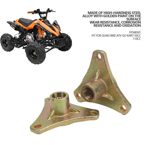 Two Piece Rear Spline Axle Hub 17 Tooth Beefy Steel Alloy Direct Bolt Up Fitment For 110Cc Mini Atv And Go Kart showing dual hubs.