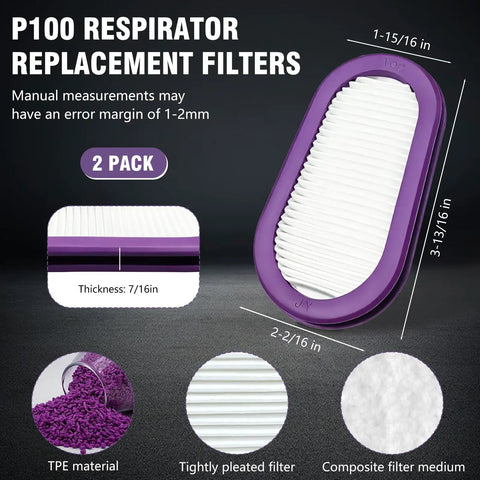 Bad Ass P100 Replacement Respirator Filters For Half Masks 4 Pack Quick Swap Compatible With Elipse P100 Series Spray Paint Welding Dust Guard Includes Soft Nose Cups For Tight Seal