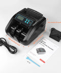Value Counting Money Counter For Cashiers, Boss Level Speed At 1100 Bills Per Minute, showing dimensions and parts.