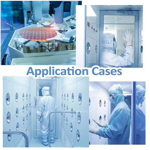 Heavy Duty Antistatic Nozzle For Air Shower System Kicks Static To Curb Instantly With Rapid Ion Blower and Super Fast Dust Removal Kit for Cleanroom Jobs application cases in a cleanroom setting.