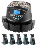 Coin Counter And Sorter With Intuitive Display, Fast 300 Coins Per Minute, 5 Coin Tubes And 5 Trays, Wrapper Ready Coin Sorting Machine For US Coins