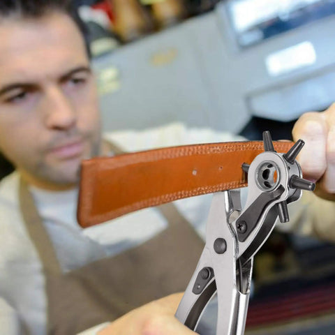 Pro Grade Leather Hole Punch Set For Belts Watch Bands Straps Dog Collars Saddles Shoes Fabric And DIY Projects in use