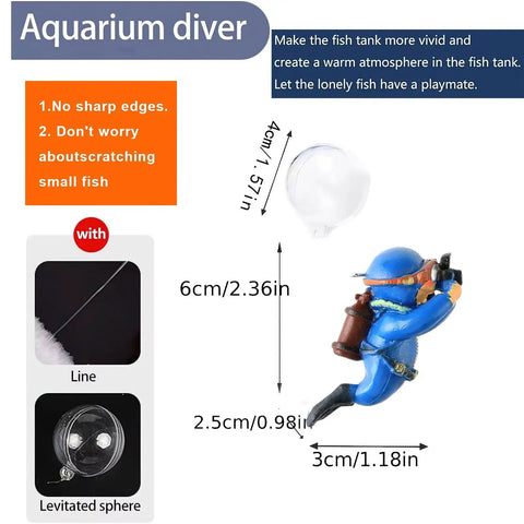 Floating Diver Camera Aquarium Decoration Two Pack With Totally Cute Floating Device Balls For Creative Fish Tanks
