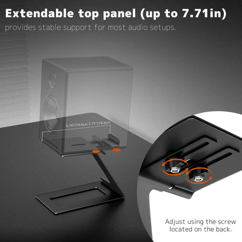 Desk Speaker Stands For Most Small And Medium Bookshelf And Computer Speakers With 6 Degree Tilt And Depth Adjustable