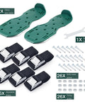 Heavy Duty Lawn Aerator Shoes With Metal Buckles, includes bases, straps, wrench, metal spikes, 13 spikes per shoe for deep soil aeration