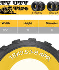 Beefed Up Tubeless All Terrain Tractor Tires Set For ATV And UTV 2 Pack With Sizes 18x7-8 16x8-7 And 22x8-10 2PR To 4PR Construction