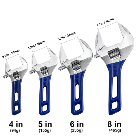 Wide Opening Stubby Adjustable Wrench Spanner With Short Handle 4 Inch Forged Chrome Vanadium Steel ANSI Certified Heavy Duty Pro Grade Built To Last Comfortable Grip For Tight Spaces And Everyday Home Or Shop Use