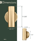 Modern Brass Gold 2 Light Up and Down Wall Sconce with dimensions, indoor use durable metal lamp with anti-corrosion finish.