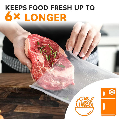Quart Vacuum Sealer Bags For Food 8 By 12 Inches 50 Count BPA Free Thick Bags For Freezer Storage Meal Prep And Portion Control