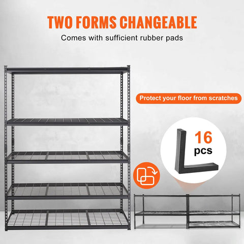 Beefy 5 Tier Adjustable Storage Shelving Unit Black With 2000 Lb Capacity Ideal For Garage Workshop Or Warehouse Organization And Heavy Duty Steel Load Bearing Rack, 5-tier black steel rack with rubber feet