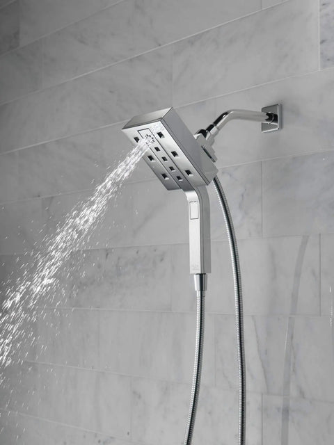 In2ition Four Setting Two In One Shower Combo with H2Okinetic Technology Dual Shower Heads or Handheld 2.5 GPM Black Stainless Finish