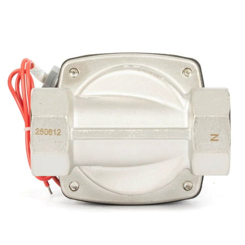 Solid Stainless Steel Solenoid Valve 1-1/4 Inch 24V DC Normally Closed Built To Last With Viton Seal, front view