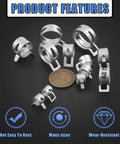 121 Pcs 12 Size Spring Band Hose Clamps Set 7-22mm Includes Fuel Silicone Vacuum Hose Clips with product features and sizes shown