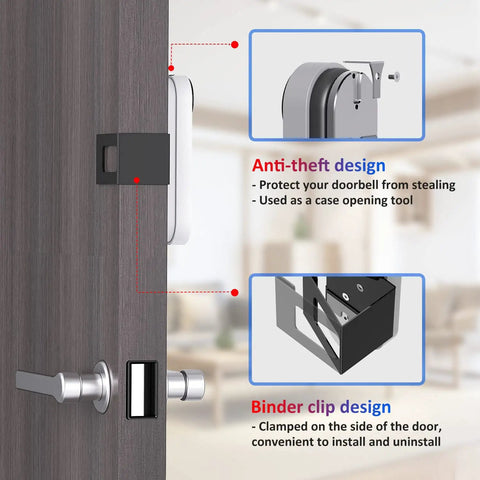 Anti Theft Doorbell Mount Clamp On Side Of Door For Easy Install No Drill Required Secure Dark Gray Mount Fits Most Doorbells