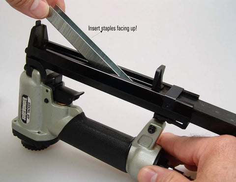 Loading Heavy Duty Pneumatic Staple Gun For Upholstery And Woodworking With Easy Trigger Compatible With T50 And 4 Staples