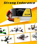 High Performance 850mAh 11.1V 75C 3S LiPo Battery Pack Set of Two With XT60 Plug for RC Cars Drones and Boats, battery close-up