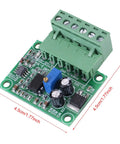 Plug And Play Frequency To Voltage Converter Module 0 To 10 kHz To 0 To 10 V Analog Output For PWM Control with green board and terminals