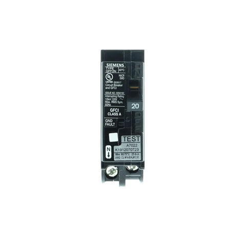 20 Amp 1 Pole GFCI Plug On Neutral Circuit Breaker For Home And Workshop Electrical Panels HACR Rated Safe Install Easy Plug On Connection For Reliable Ground Fault Protection And Easy Wire Routing In Modern Panels