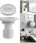 Odor Stopper for Shower - Anti-Odor Mini Bottle Trap Design, white drain plug with mesh cover, ideal for bathrooms and kitchens.