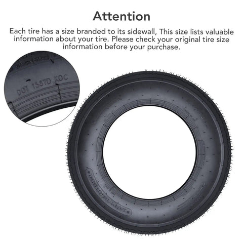 Heavy Duty Trailer Tire Set With 6PR Load Range C 12 Inch All Weather Tires for Utility Boat and Camper Trailers 2 Pack 5.30-12, sidewall detail