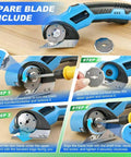 Heavy Duty Electric Scissors For Cardboard Cutting Cordless Rechargeable Box Cutter With Tungsten Steel Blade 260Rpm High Speed Power Tool close-up showing spare blade installation steps.