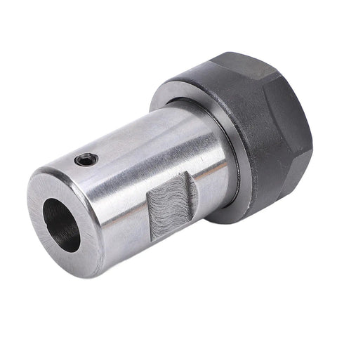 Top Shelf ER20 Spindle Adapter Designed For 12mm Motor Shafts Crafted From Heavy Duty 40Cr Steel profile view showcasing precision design.
