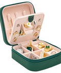 Compact Travel Jewelry Case With Mirror Portable Jewelry Box Organizer For Girls And Women All In One Travel Jewelry Box With 6 Ring Rolls And 3 Necklace Clasps Easy Carry No Tangle Storage Green Gift