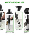 Air Powered Toilet Clog Remover Kit With Four Replaceable Heads And Visual Barometer High Pressure Air Unclogger in use