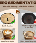 Comparison showing Top Shelf Unbleached Paper Coffee Filters 500 Pack For Hamilton Beach 45 Cup Urn with no sediment and quick cleanup.