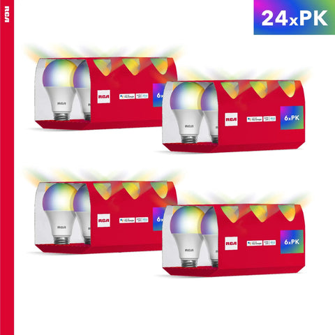 "24 Pack WiFi Smart LED Light Bulbs Color Changing RGB Dimmable 800 Lumens 10W A19 60W Equivalent No Hub Needed packaging"