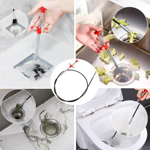 118 Inch Flexible Drain Cleaning Snake Grabber Reacher Tool For Clogged Sinks, Toilets, Tubs, And Gutters, Hair And Debris Removal In Tight Corners With Bendable Spring Design For Easy DIY Home Plumbing