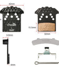 J05A RF Polymetallic Disc Brake Pads, 2 Pairs For Shimano J04C J05A G05A G04S J02A J03A, shown with measurements and details.