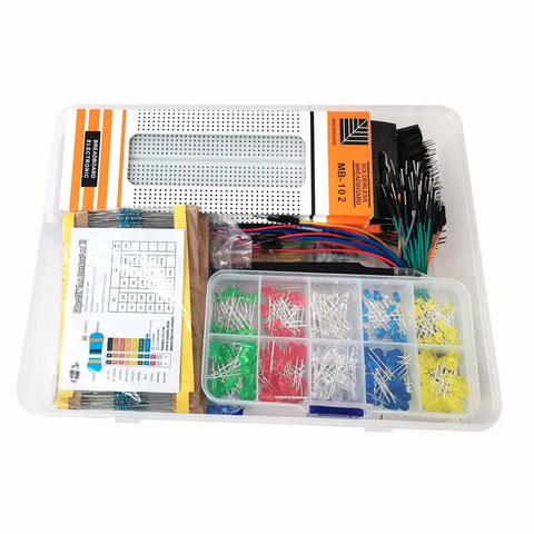 All In One Arduino Starter Kit For DIY Makers With Three 830 Tie Point Breadboards 600 Resistors 200 LEDs 560 Jumper Wires
