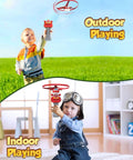 Outdoor Flying Disc Launcher Toy For Kids Ages 3 4 5 6 7 8 Boys And Girls, Easy Pull String Airplane Themed Flying Toy used indoors and outdoors