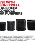 Two Pack HEPA Air Purifier Replacement Filter R displayed with compatible Honeywell HPA models 100 200 300 5000 series