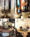 Round 360 Degree Rotating Turntable Heavy Duty Tempered Glass Lazy Susan for Dining Tables shown in different settings