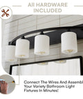 Four Light Bathroom Vanity Lights Over Mirror With Modern Glass Shade Panel In Matte Black Finish Hollywood Style Wall Sconce