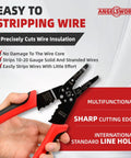 8 Inch Wire Stripper And Crimping Pliers Multi Function Tool For Cutting Stripping Crimping And Looping in use close-up