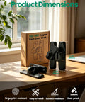 90/180 Degree Barn Door Lock and Latche, Black zinc-alloy latch, product dimensions on a table with packaging.