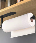 Under Cabinet Paper Towel Holder Wall Mount With Adhesive Or Drill Install, 12.5 Inch Stainless Steel Black Finish, Rustproof Kitchen Towel Rack