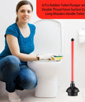 Heavy Duty Toilet Plunger 6 Pack Built With Long 20.5 Inch Handle And Four Inch Cup For Bathroom Drain Unclogging