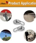 Heavy Duty Magnetic Carabiner Hooks With Neodymium Magnet, 80 Lbs Hold, shown hanging various items indoors and outdoors