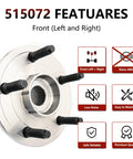 Image showing Front Wheel Hub Bearing Assembly For 2002 To 2008 Dodge Ram 1500 5 Lug 2WD Or 4WD Non ABS, front left and right view.