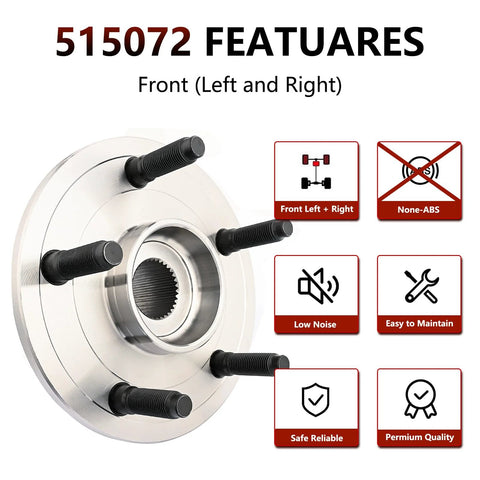 Image showing Front Wheel Hub Bearing Assembly For 2002 To 2008 Dodge Ram 1500 5 Lug 2WD Or 4WD Non ABS, front left and right view.