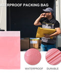 Pink Waterproof Self Sealing Mailing Bags Made From Sturdy PE Plastic Reusable Envelopes For Packing And Shipping Your Go To Bags For T Shirts Jeans Snacks And More 200 Pack displayed in front of a delivery van.