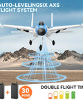 Epic RC Plane for Adults and Kids, Easy to Fly Fighter Jet with 2.4GHz Remote, displayed over mountains highlighting gyro stabilizer.
